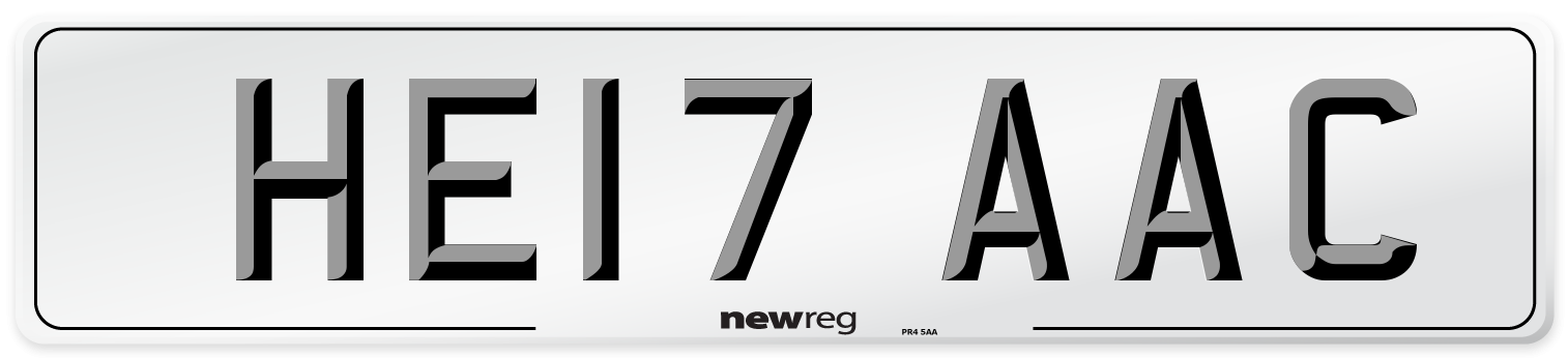 HE17 AAC Number Plate from New Reg